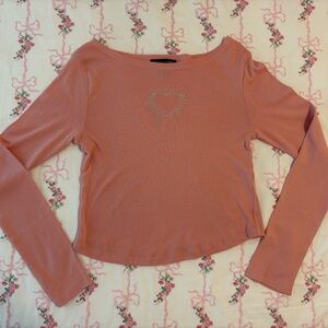 Charlotte Russe Pink Fitted Crop Blouse